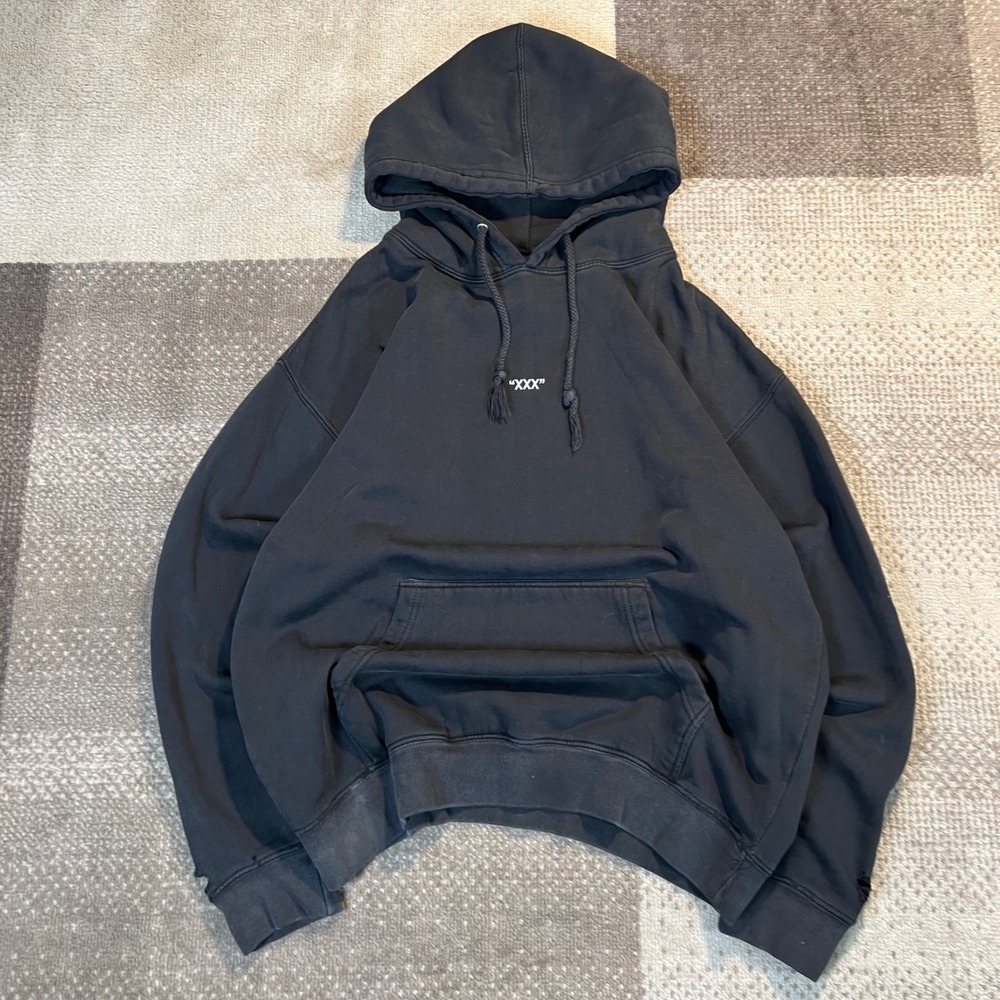 Revenge XXXTentacion Hoodie Black Distressed Boxy Mens XL Heavyweight‎ XXX Logo